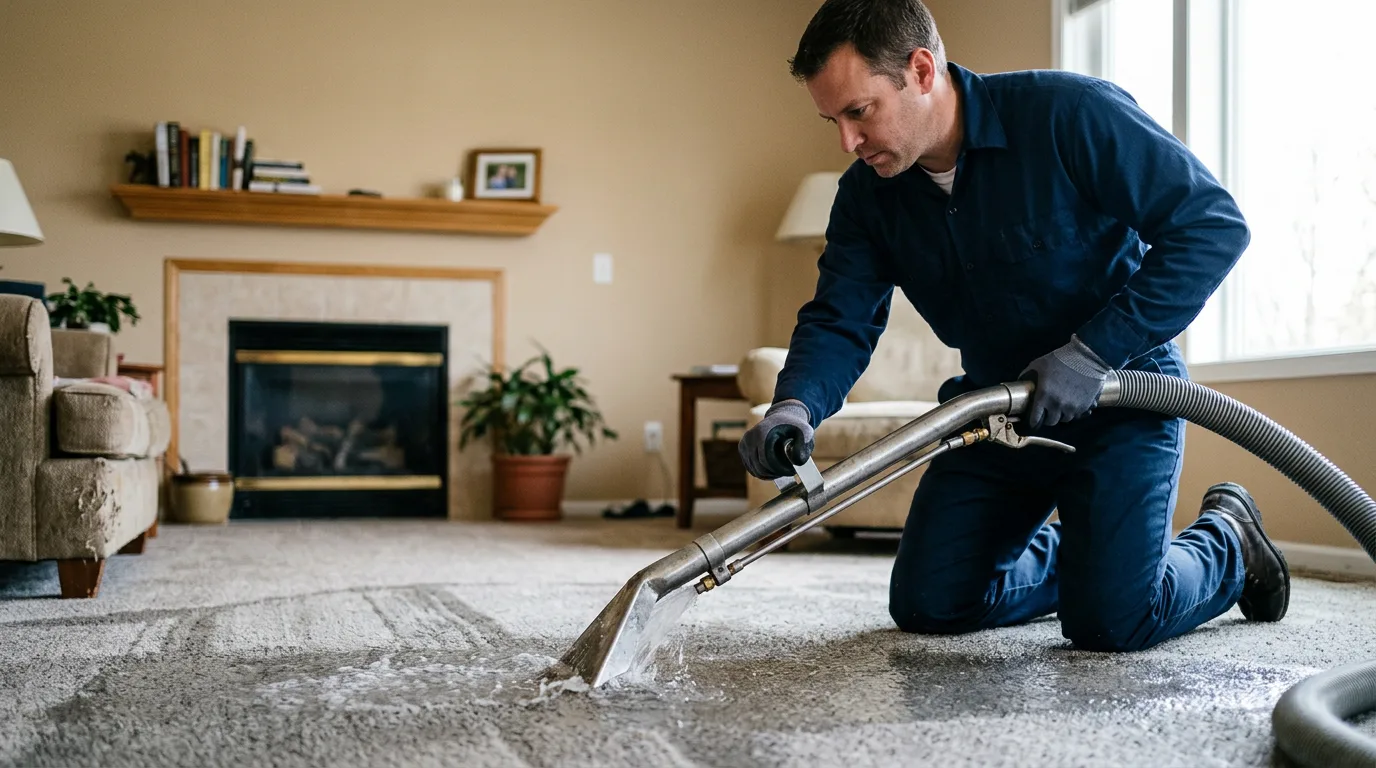 Water damage restoration technician working near Grapevine, TX